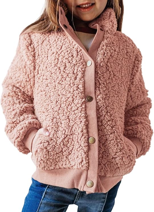 Girls Faux Fur Buttoned Sherpa Fleece Jackets Ligh
