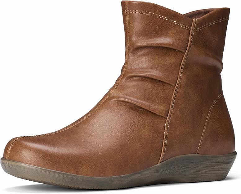 Women's Ankle Flat Booties Ruched Casual Short Boo