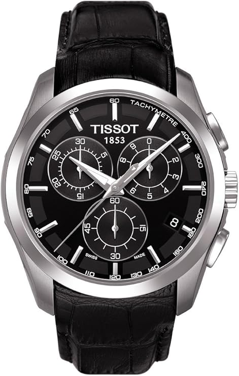 Tissot Men s Couturier T035.617.16.051.00 Black Leather Swiss Quartz Watch with Black Dial