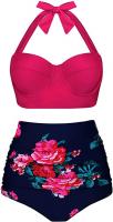 Angerella Women Vintage Polka Dot High Waisted Bathing Suits Bikini Set - 1-new Size-pink