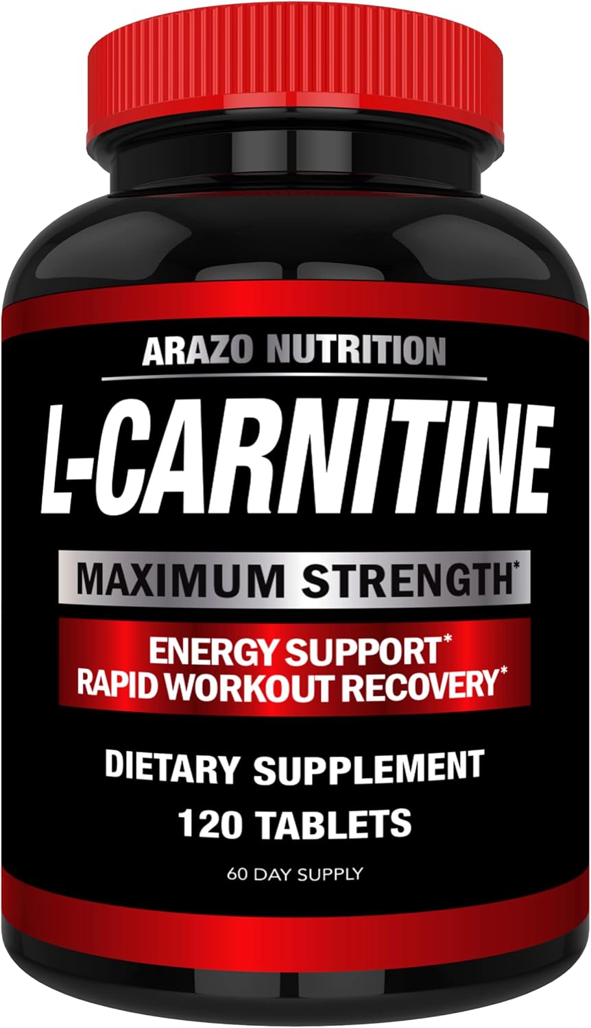 Arazo Nutrition Super Strength L-Carnitine 1000mg with Calcium - 120 Capsules (For Fat Burning, Meta