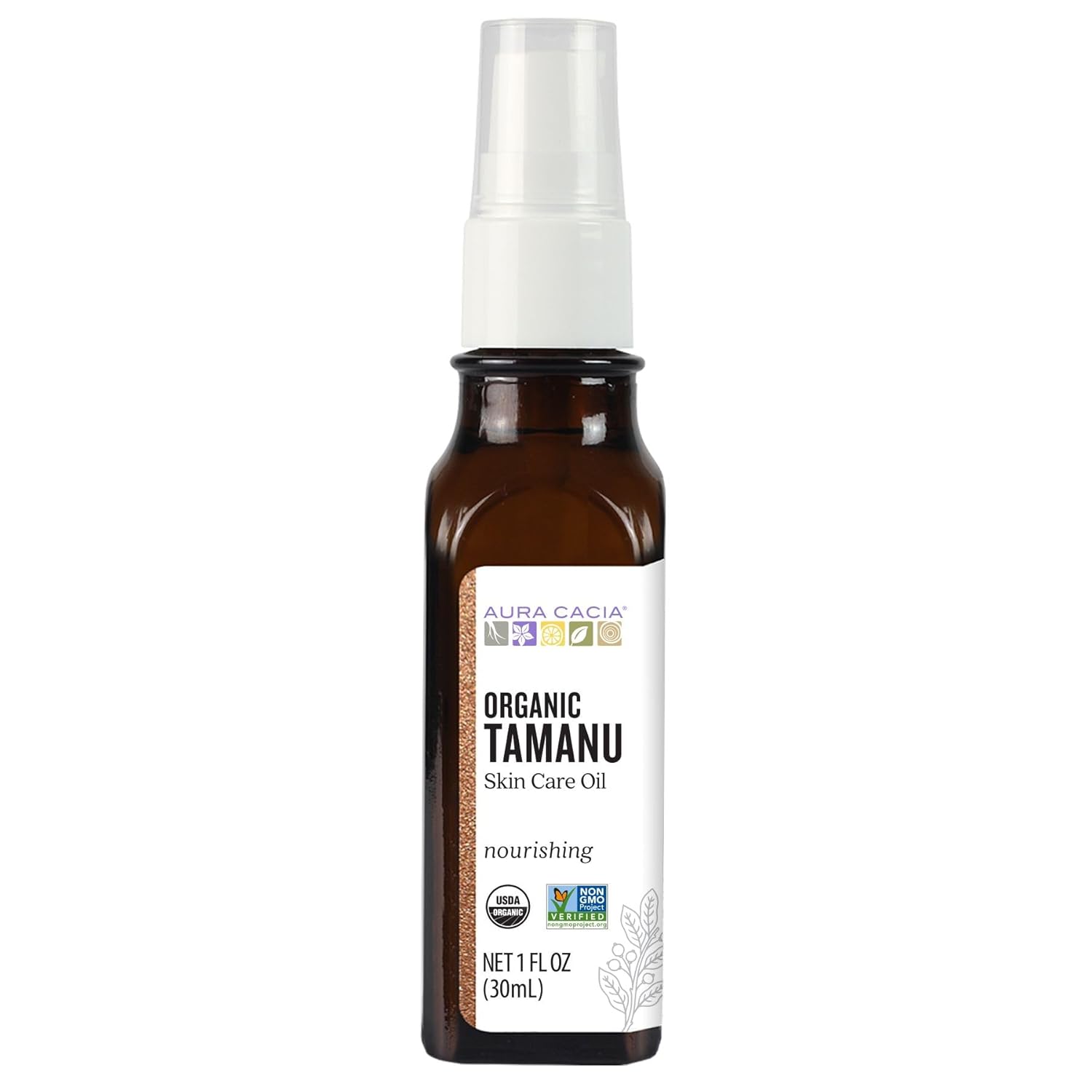 Aura Cacia Organic Tamanu Oil for Skin & Hair - 1 fl oz Bottle | Nourishing, Natural Skincare | 