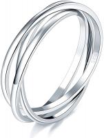 BORUO 925 Sterling Silver Ring Triple Interlocked 