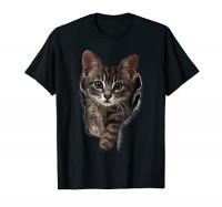 Brown Kitten Staring Cute T-Shirt Cats Tee Shirt G