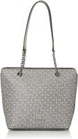Calvin Klein Hailey Signature Top Zip Chain Tote - Grigio/Ivory