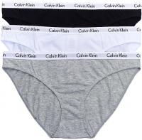 Calvin Klein Women's Carousel Bikini Panty, Black/White/Grey Heather, Small (Pack of 3)