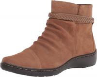 Clarks Women's Cora Braid Boot Ankle - Dark Khaki 