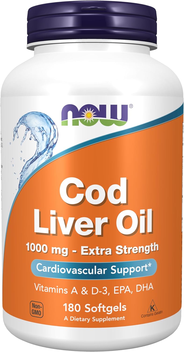 NOW Cod Liver Oil 1000mg Extra Strength Softgels �