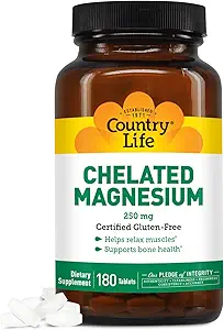 Country Life - Chelated Magnesium, 250 mg, 180 tab