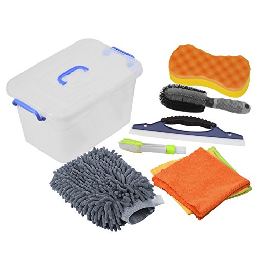 DEDC Car Cleaning Tools Kit Exterior and Interior in Box Bucket, Car Vent Brush Tire Brush Wash Mitt