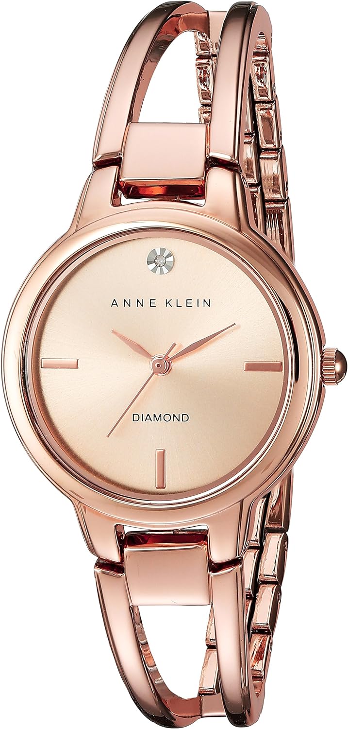 Anne Klein Women's Genuine Diamond Dial Ceramic Ba&hellip;