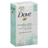 Dove Sensitive Skin, Unscented Bath Bars - 6 Count