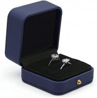 Dusty Blue, Square Leather Velvet Jewelry Ring Bea