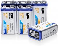 EBL 9 Volt Batteries 600mAh Li-ion Rechargeable 9V&hellip;