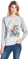Ed Hardy Big Girls Juniors T Shirt Long Sleeve Koi Fish Print Gray Medium
