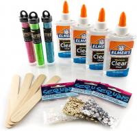 Elmer's Washable Clear Glue, Safe, Non-Toxic, Slime Making Essentials, Pack of 4 with Neon Glitter