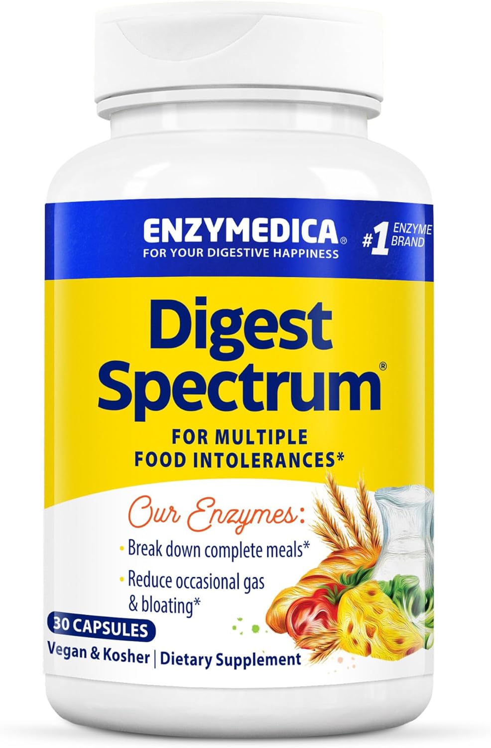 Enzymedica Digest Spectrum, Digestive Enzymes for Multiple Food Intolerances, Offers Fast-Acting Gas