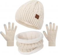 Stylish Warmth Package: Thick Knit Cap, Fleece Lin