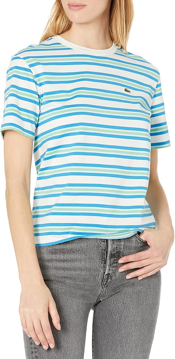 Chic Striped Crewneck T-Shirt for Women by Lacoste
