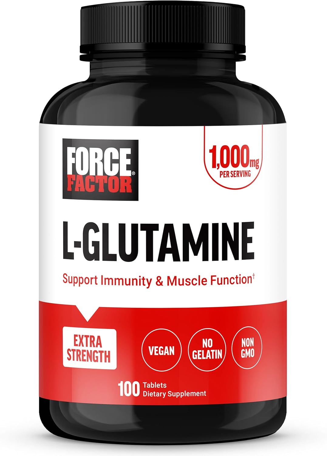 FORCE FACTOR L-Glutamine 1000mg Tablets, 100 Count