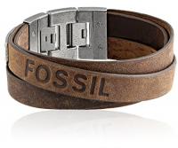 Fossil Men's Double Strap Leather Bracelet - Brown