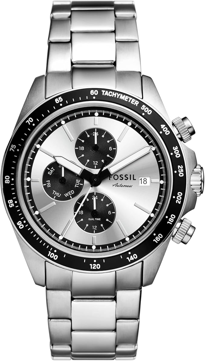 Fossil Autocross Men's Silver Watch – Premium Imported Multifunction Stainless Steel for Timeless Professional Style