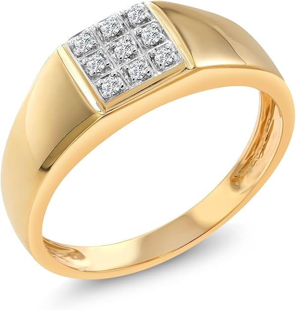 Gem Stone King Solid 10k Yellow Gold Men's Ring - 