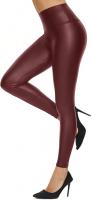 GROTEEN Faux Leather Leggings for Women - Wine Red