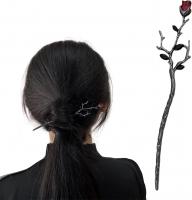 Gun Black Hair Chopsticks,Red Rose Metal Hairpin Flower Hair Sticks, Hair Accessories for Women Girl