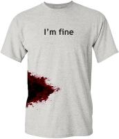I'm Fine Graphic Novelty Sarcastic Movie Halloween Humor Zombie Funny T Shirt, XL