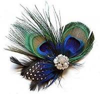 JISTL Unique Design of Peacock Feather Hair Clip for Women