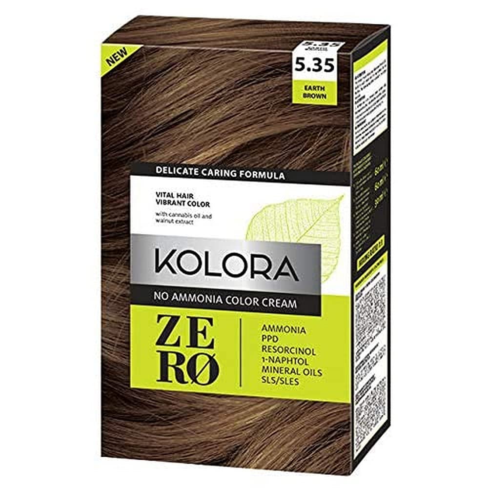 KOLORA ZERO Ammonia-Free Hair Dye Earth Brown 5.35 - Keratin Vegan Semi-Permanent