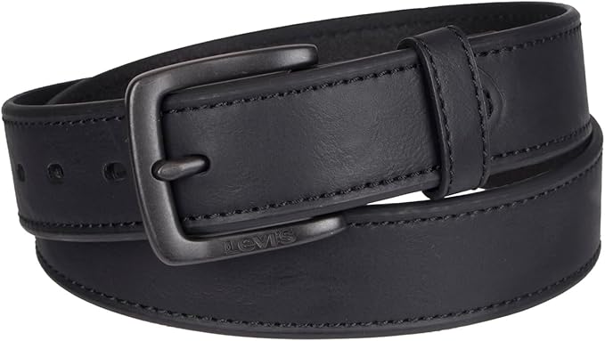 Levi's Black Leather Belt - Matte Finish, Casual Design for Jeans & Everyday Wear