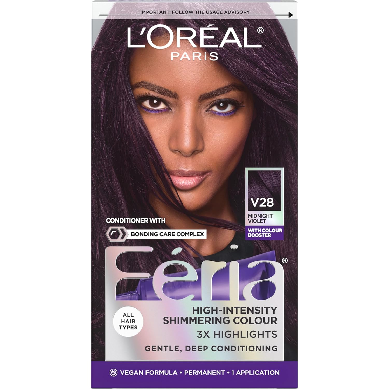 L'Oreal Paris Feria Permanent Hair Dye - V28 Midni&hellip;