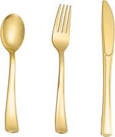 Golden Elegance: N9R 60pcs Gold Plastic Silverware