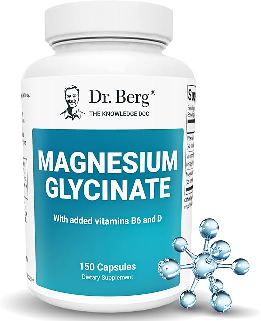Magnesium Glycinate With Vitamin B6 and D, 400mg, or Stress, Calm, Relaxation & Sleep Support, 1