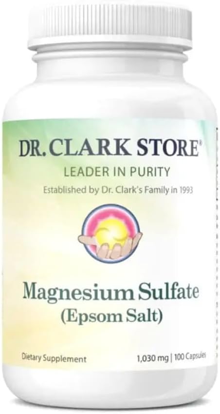 Magnesium Sulfate USP (Epsom Salts), Constipation Relief, 1030mg, 100 capsules