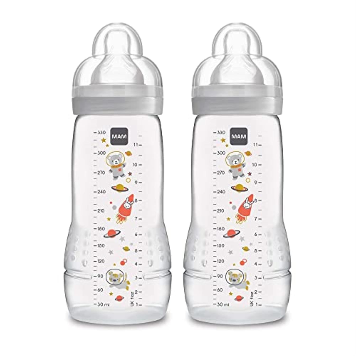 MAM Baby Feeding Bottle Set – SkinSoft Silicone Anti-Colic Breast-Like Leak Proof Bottles (330ml)