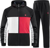 Men's Casual Long Sleeve Jogging Tracksuits Track Jackets and Pants 2 Piece Outfit - Black, White, R