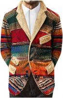 Men's Houndstooth Long Coat Casual Winter Fashion 