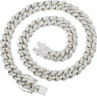 Mens Miami Cuban Link Chain Necklace, 18k Gold Silver Diamond Cut Stainless Steel Chain for Men, Hip