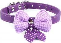 Mikey Store Knit Bowknot Adjustable PU Leather Dog