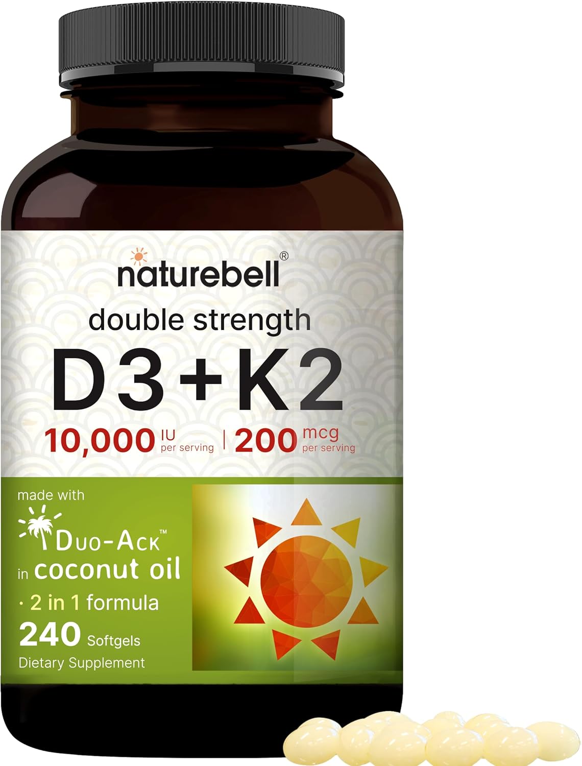 NatureBell Premium D3+K2 Complex (10,000 IU/200mcg