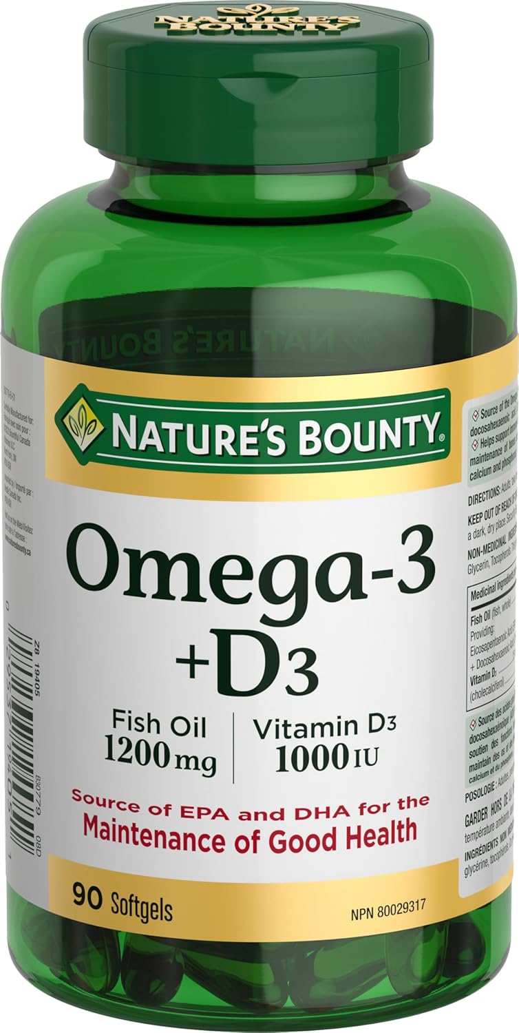 Nature's Bounty Omega-3 + D3 Fish Oil 1200mg - 90 