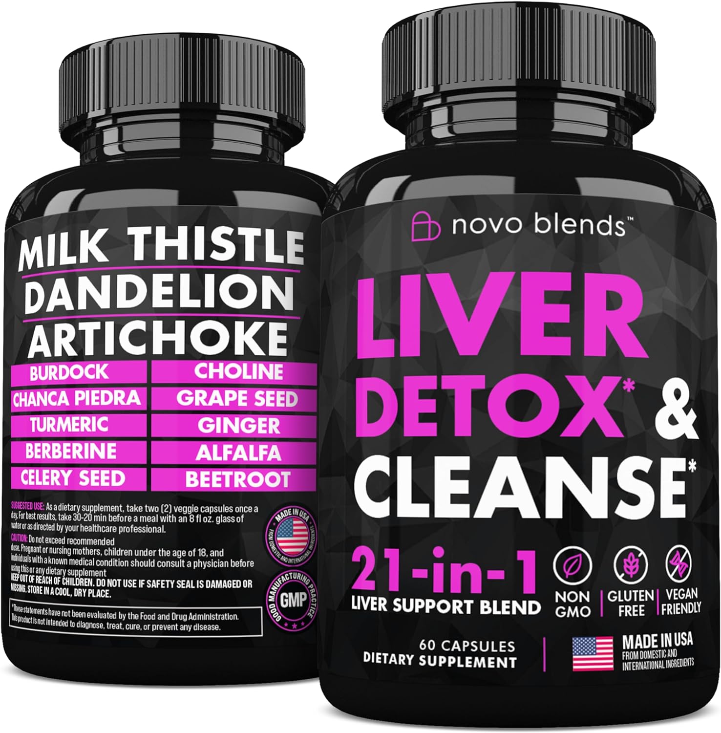 Novo Blends Liver Cleanse Detox & Repair Support - Herbal Liver Support Supplement, Milk Thistle
