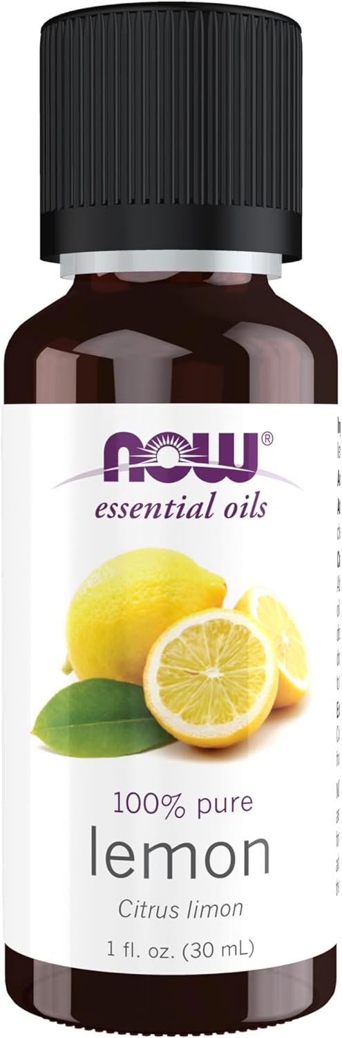 NOW Essential Oils, Lemon Oil, Cheerful Aromatherapy Scent, Cold Pressed, 100% Pure, Vegan, Child Re
