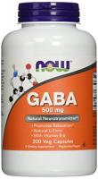 NOW Supplements, GABA (Gamma-Aminobutyric Acid) 500 mg + B-6, Natural Neurotransmitter*, 200 Veg Cap