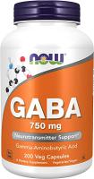 NOW GABA 750mg Neurotransmitter Support - 200 Veg 