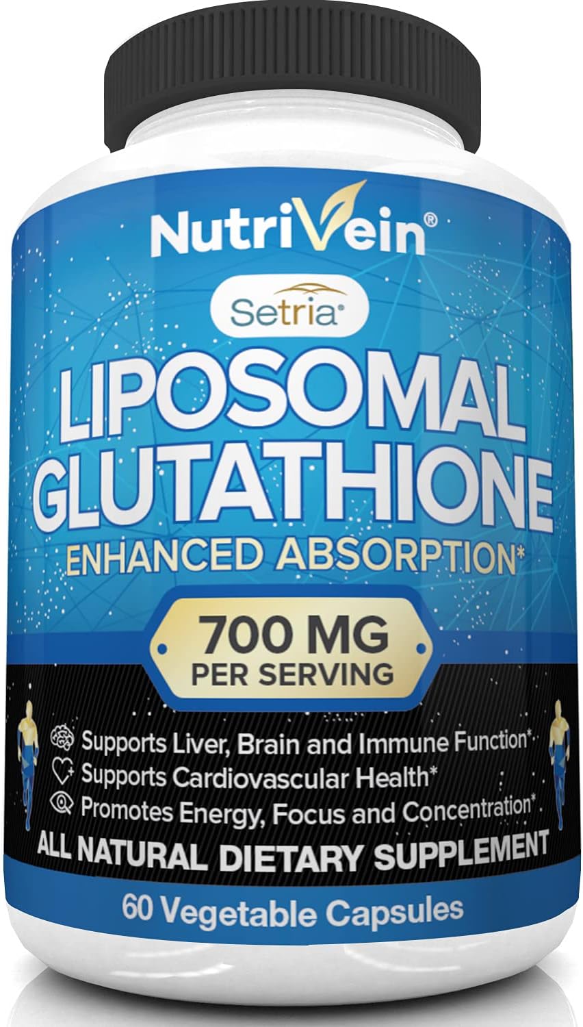 Liposomal Glutathione Setria® 700mg - 60 Capsules by Nutrivein for Optimal Cell Protection, Liver C