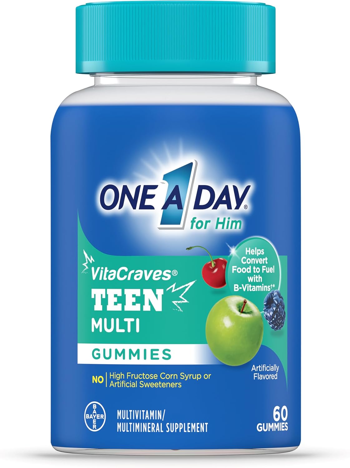 One A Day Teen for Him Multivitamin Gummies – Immune Support, Energy & Bone Health (Imported USA, 60 Count)